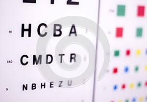 Optician eye test chart