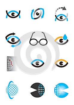 Optics eye icon set
