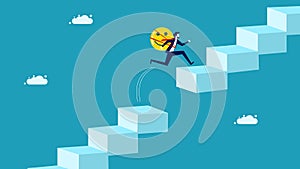 Optimism eliminates risks and obstacles. good humored businessman jumps over the gap