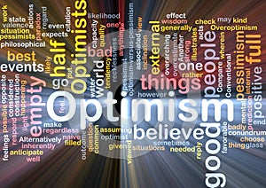 Optimism word cloud glowing