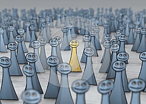 Optimist in grey crowd