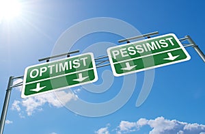 Optimist or pessimist concept.