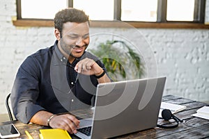 Freelancer guy staring at the laptop screen