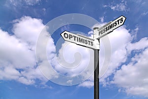 Optimists and Pessimists signpost photo