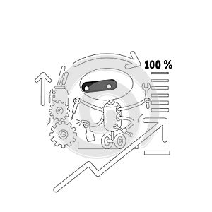 Optimization bot thin line concept vector illustration