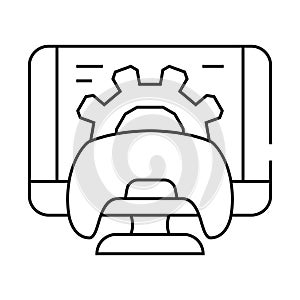 optimization game development line icon vector illustration