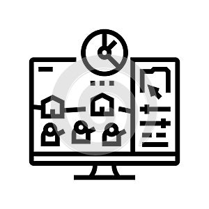 optimization game development line icon vector illustration