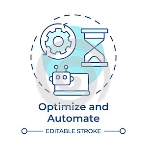 Optimize and automate soft blue concept icon