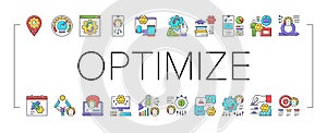 Optimize Operations Collection Icons Set Vector .