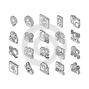 Optimize Operations Collection isometric icons set vector
