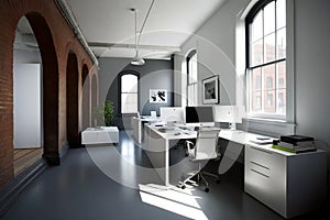 Practical Home Office: Built-in Desk, Ergonomic Chair, and Organized Storage Solutions