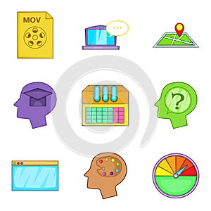 Optimized code icons set, cartoon style