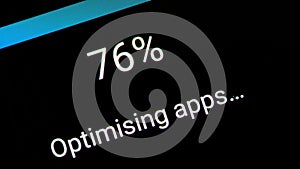 Optimizing apps generic loading bar on a mobile device smartphone tablet display, operating system OS software update, automatic