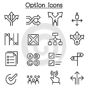 Option icon set in thin line style