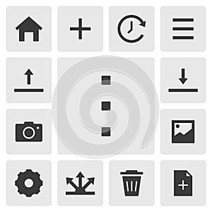 Option icon vector design. Simple set of smartphone app icons silhouette, solid black icon. Phone application icons concept