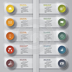10 options timeline use for infographic. EPS10.