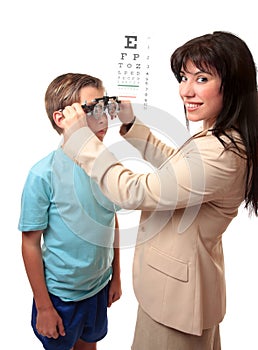 Optometrist with child