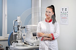 Optometrist in laboratory