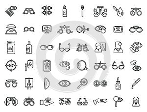 Optometry icons set outline vector. Medical eye