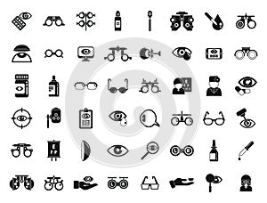 Optometry icons set simple vector. Medical eye