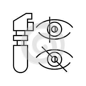 Optometry Penlight, transilluminator. Line icon concept