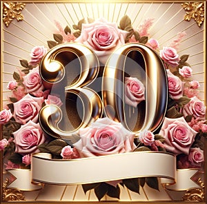 Opulent 30th Birthday with Gold Numbers and Roses