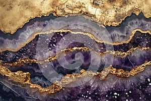 Opulent Amethyst gold colors. Generate Ai