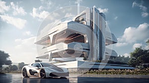 Opulent Bionic Mansion with Elite Supercar Showpiece