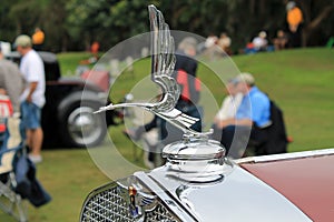 Opulent vintage American car front detail