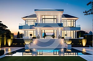 Highly luxury house outer exterior view depicting real estate