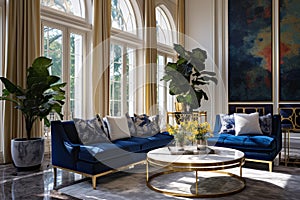 Opulent Elegance: Luxurious Abstract Interior with Plush Furnishings