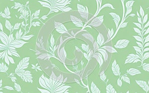 Opulent Elegance: Luxury Floral Pattern with Gold Leaves on Pastel Green Background.