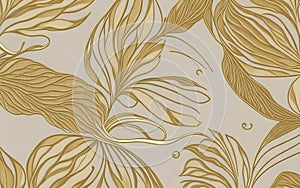 Opulent gold leaves and flowers floral pattern.