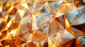 Opulent Gold Polygons: Luxe Abstract Art with Contemporary Glam for High-End Wallpaper