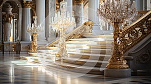 Opulent Grandeur: Intricate Decorative Patterns on a Sparkling Marble Staircase