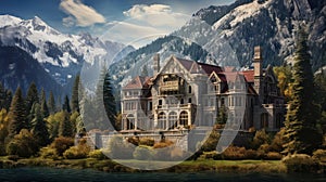 opulent landscape mansion building