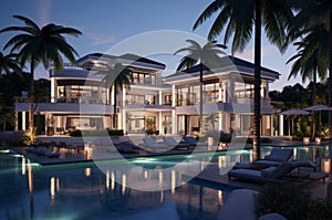 Opulent Luxury exterior villa. Generate Ai