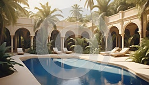 The opulent mirage pool in a desert resort