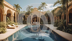 The opulent mirage pool in a desert resort