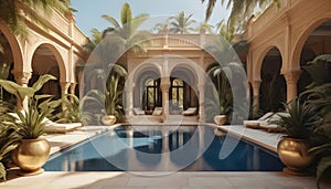 The opulent mirage pool in a desert resort