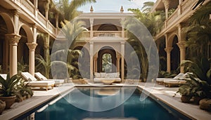 The opulent mirage pool in a desert resort