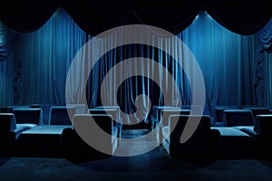 Opulent Movie theater blue velvet. Generate Ai