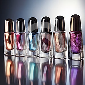 Opulent Opalescence: Shimmering Nail Polish Bottles photo