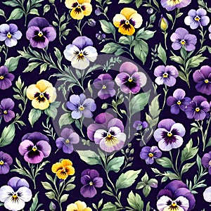 Opulent pansies arranged in a stunning patterned background