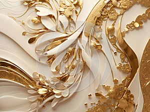 Opulent Radiance: Ivory & Gold Abstract Background for Modern Opulence