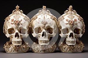 Opulent Rococo skull. Generate Ai photo
