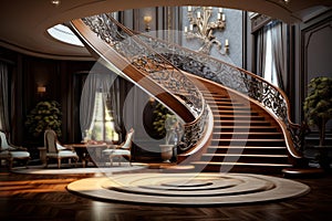 Opulent Stair luxury house. Generate Ai