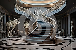 Opulent Stair luxury house interior. Generate Ai