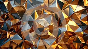 Opulent Wallpaper: Luxurious Abstract Art with Shimmering Gold Polygons and Contemporary Glamour