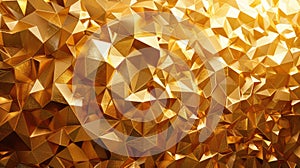 Opulent Wallpaper: Shimmering Gold Polygons, Luxurious Abstract Art with Contemporary Glamour